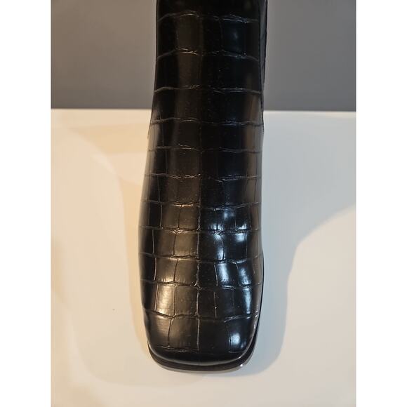 Lisa Vicky Nordstrom Boots Womens 8M Craze-V Platform Black Croco Block Heel - Picture 5 of 13